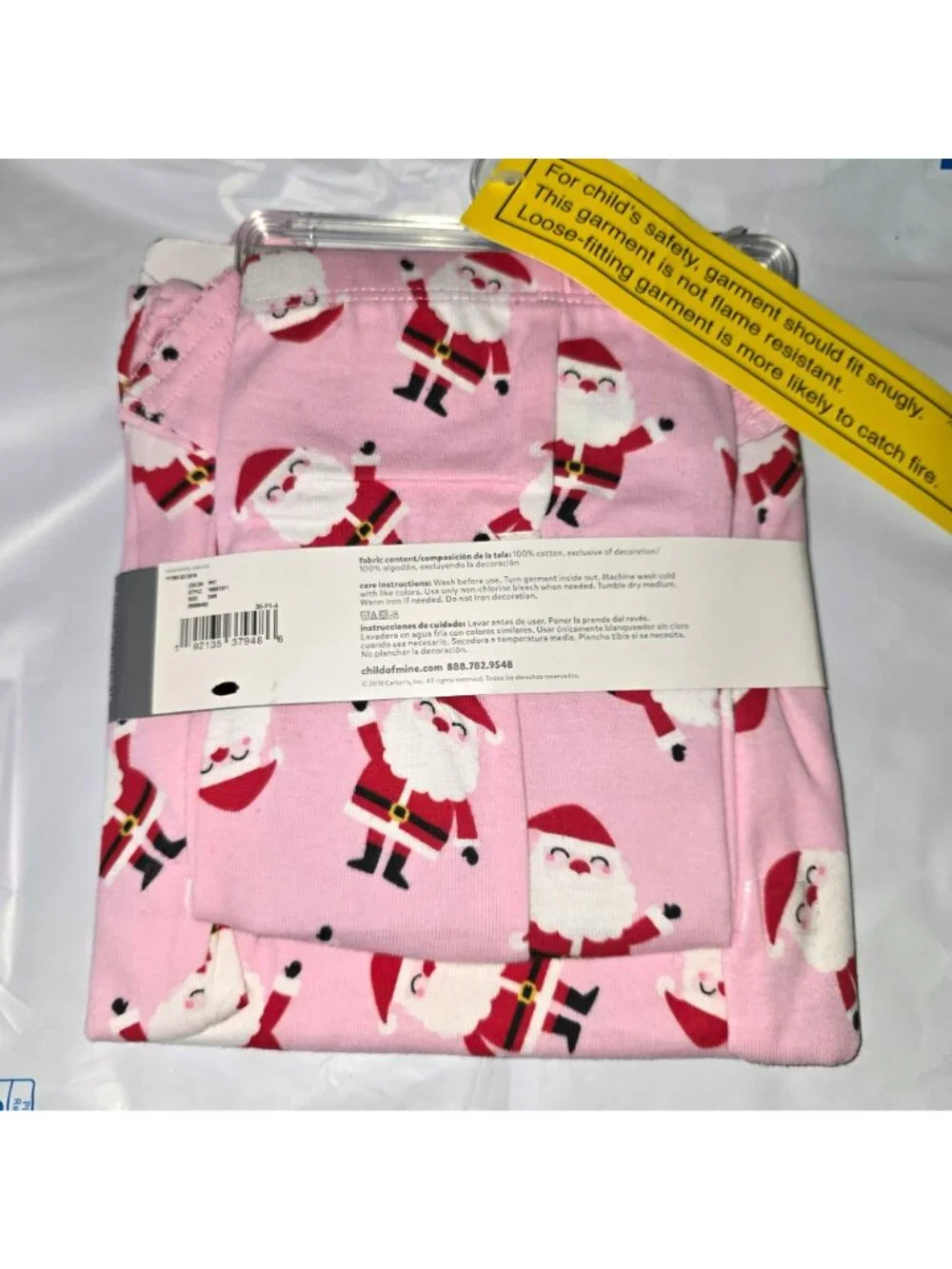 Pink Santa Christmas Pajamas Two-Piece Baby Cotton 24 Months LH4118a